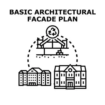 Basic architectural facade plan drawing design concept Stock Illustration