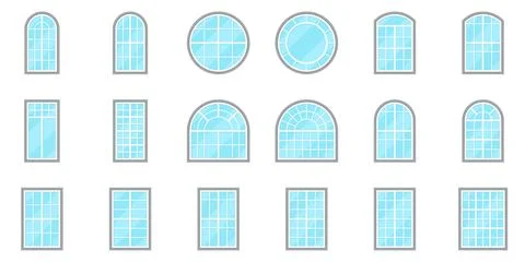 Basic Architectural Window Shapes Set Stock Illustration