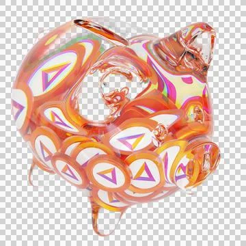 Basic Attention Token (BAT) Glass piggy bank 3d illustration Stock Illustration