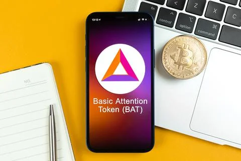 Basic Attention Token BAT symbol. Trade with cryptocurrency, digital and virt Stock Photos