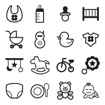 Basic baby icons set Stock Illustration