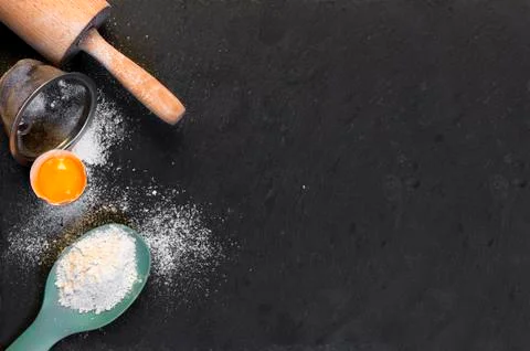 Basic baking ingredients composition Stock Photos