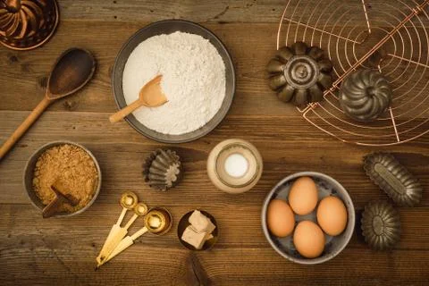 Basic baking ingredients Stock Photos