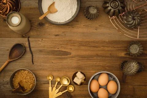 Basic baking ingredients Stock Photos