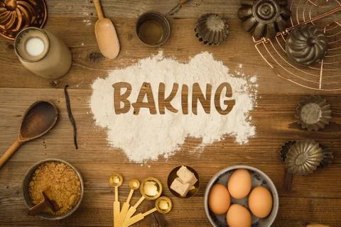 Basic baking ingredients Stock Photos