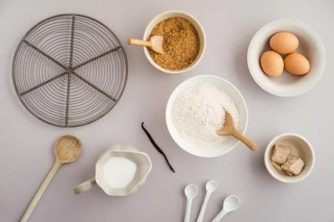 Basic baking ingredients Stock Photos