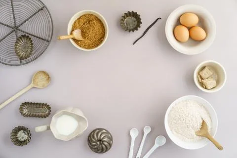 Basic baking ingredients Stock Photos