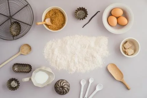 Basic baking ingredients Stock Photos