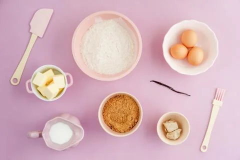 Basic baking ingredients Stock Photos