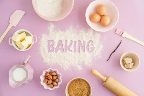 Basic baking ingredients Stock Photos