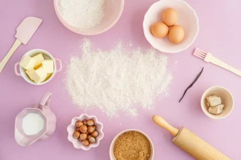 Basic baking ingredients Stock Photos