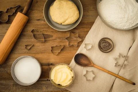 Basic baking ingredients Stock Photos
