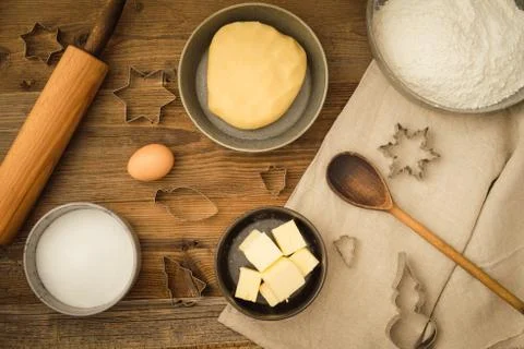 Basic baking ingredients Stock Photos
