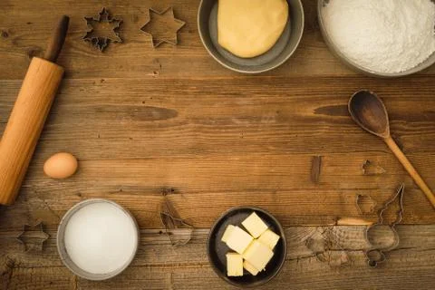 Basic baking ingredients Stock Photos
