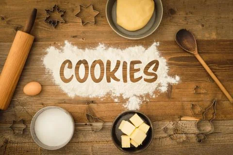 Basic baking ingredients Stock Photos