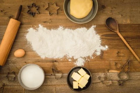 Basic baking ingredients Stock Photos