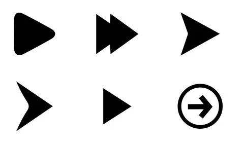 Basic Black Right Arrow Vector Set Stock Illustration