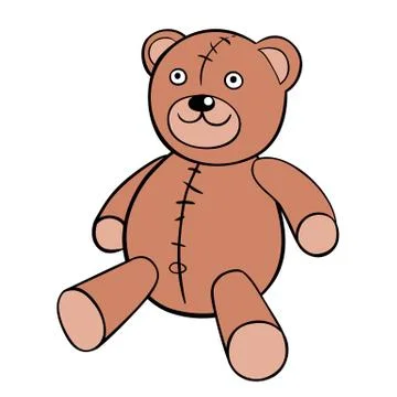 Basic brown teddy bear in solid colors on white Stockillustratie