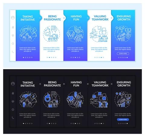 Basic business morals onboarding vector template Stock Illustration