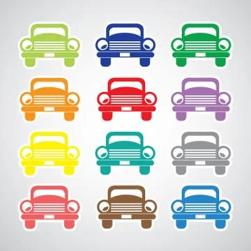 Basic car icon set Stock Illustration