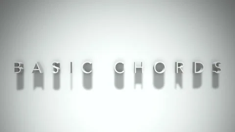 Basic chords 3D title animation white text on a white background Stock Footage 298894181