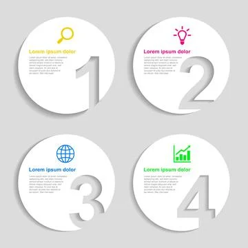 Basic circle infographic template with 4 steps, process or options, process.. 스톡 일러스트