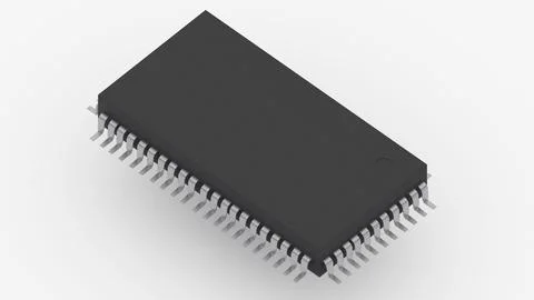 Basic computer equipment parts, isometric ,ic components, capacitor ,3d ren.. Illustrazione stock