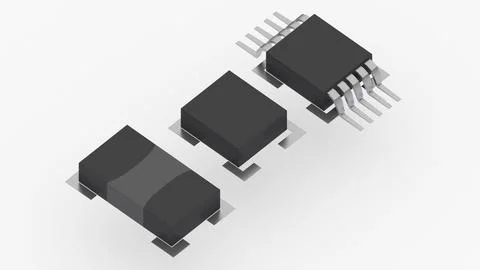 Basic computer equipment parts, isometric ,ic components, capacitor ,3d ren.. イラスト素材