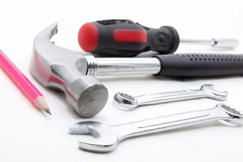 Basic construction tool set Stock Photos