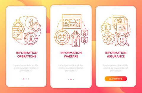 Basic definitions red gradient onboarding mobile app screen 스톡 일러스트