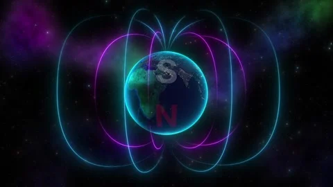Basic Deomonstration of Earth Magnetic Field V3 Stock Footage 348512570
