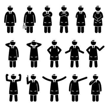 Basic Doctor Poses and Postures Stock Illustration