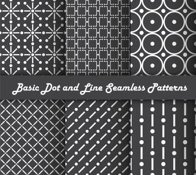 Basic dot and line seamless patterns Stock Illustration
