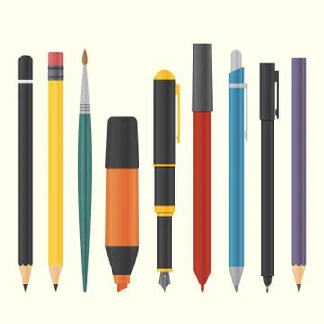 Basic drawing and writing tool set Stock Illustration
