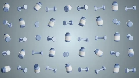 Basic Dynamic Blue Jar Dumbbell Horizontal Looped 4K Stock Footage 348513083