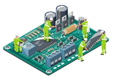 Basic Electronic Components Circuit Board Engineering Stock Illustration