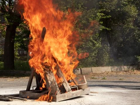 Basic Fire Fighting and Evacuation Fire Drill Simulation Training Stock Photos
