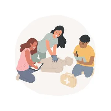 Basic first-aid skills isolated cartoon vector illustration. Stock Illustration