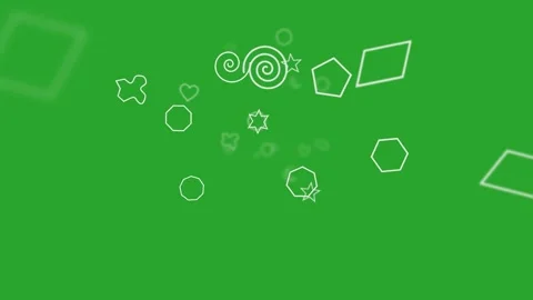 Basic flat geometric shapes hearts stars circles animated on green screen 库存影片 335217959