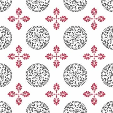 Basic floral ornament with white background seamless pattern Stock Illustration