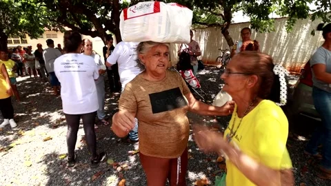 Basic Food Kit Distribution in Planaltina Goias Video stock 254506480