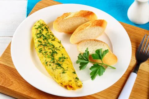 Basic French tender omelette, close up Stock Photos