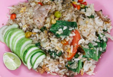 Basic fried rice pork Stock Photos