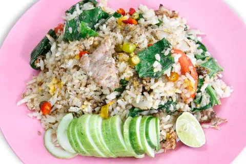 Basic fried rice pork Stock Photos