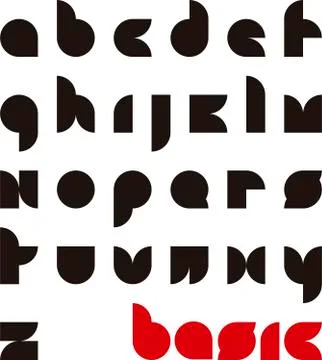 Basic geometric black typeface in lower case. Illustrazione stock
