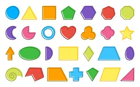 Basic geometric shape school math figure study set Illustrazione stock