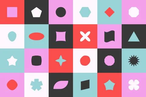 Basic geometric shapes. Abstract elements brutalism style, modern brutalist Stock Illustration