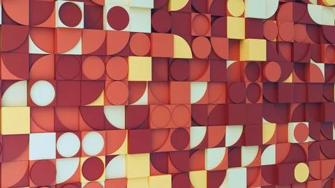 Basic geometric shapes. Bauhaus style pattern. Red, orange, yellow and white Stock Photos