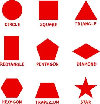 Basic Geometric Shapes with Captions Stock Illustration