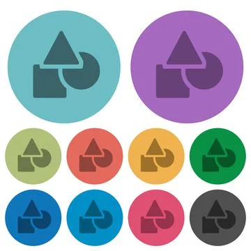 Basic geometric shapes color darker flat icons Stock Illustration